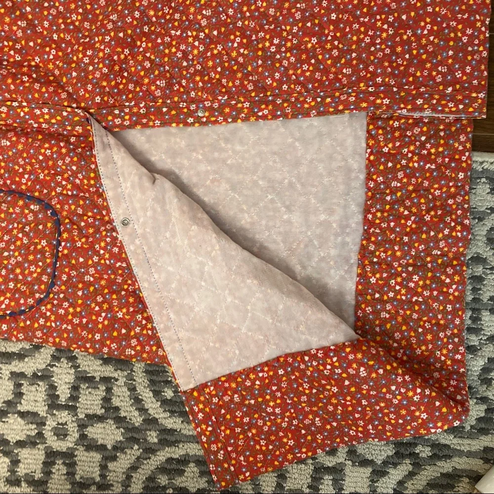 Red Floral Quilted House Coat Robe - Picture 8 of 10